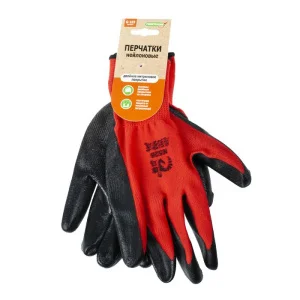 Перчатки нейлон облив нитрил черно-красные 40гр Praktische Home G-103 П5189 *1